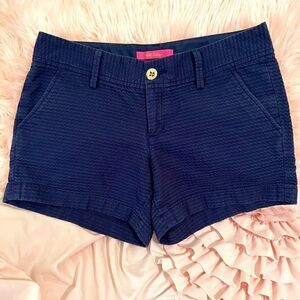 Lilly Pulitzer Navy Blue Waffle Texture Cotton Shorts Size 4